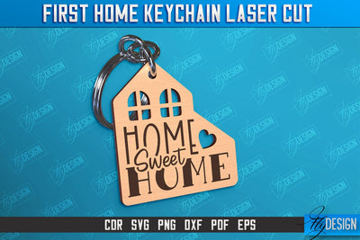 First Home Keychain Laser Cut | Happy Place | Housewarming Gift | CNC File SVG Fly Design 