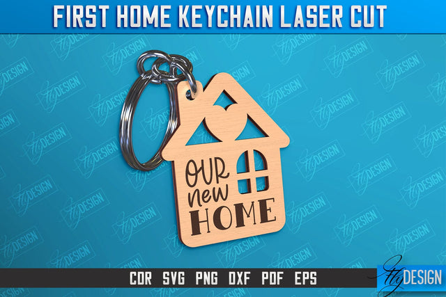 First Home Keychain Laser Cut | Happy Place | Housewarming Gift | CNC File SVG Fly Design 