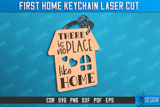 First Home Keychain Laser Cut | Happy Place | Housewarming Gift | CNC File SVG Fly Design 