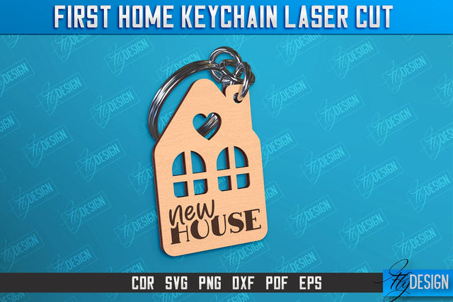 First Home Keychain Laser Cut | Happy Place | Housewarming Gift | CNC File SVG Fly Design 