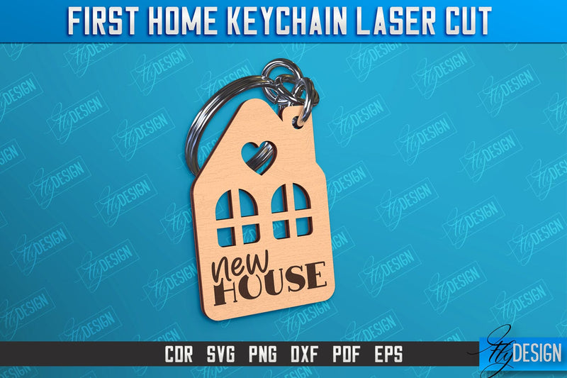 First Home Keychain Laser Cut | Happy Place | Housewarming Gift | CNC File SVG Fly Design 