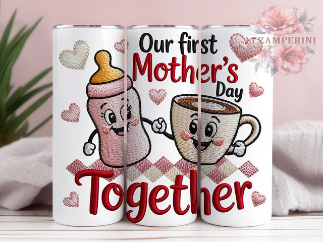 First Mother’s Day Together 20oz Tumbler, Faux Yarn Tumbler, Sublimation Wrap, 20oz Tumbler Design, Mother’s Day Gift, PNG Tumbler Wrap, Mom Quote Sublimation Li Zamperini 