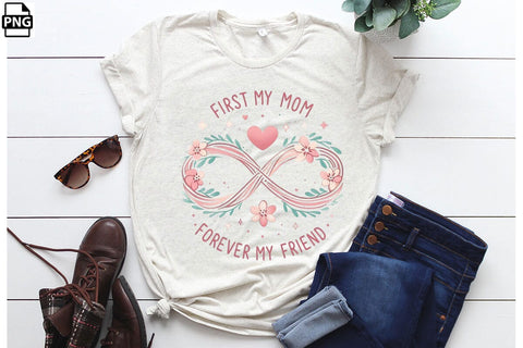 First My Mom Forever My Friend Mother's Day PNG Clipart Printable File Sublimation Creativedesigntee 