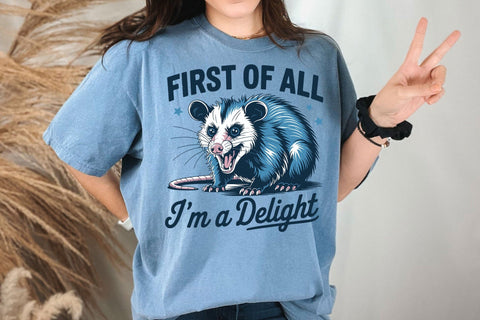 First Of All I'm a Delight PNG, Funny Possum Lover Gifts SVG DesignDestine 
