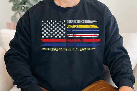 First Responders American Thin Line Police Fire Military EMS T-Shirt SVG DesignDestine 