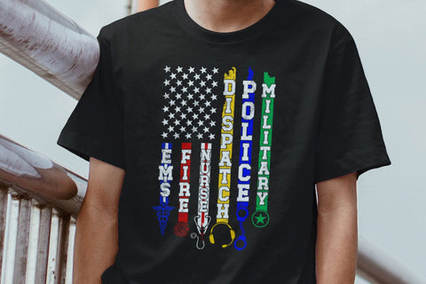 First Responders American Thin Line Police Fire Military EMS T-Shirt SVG DesignDestine 