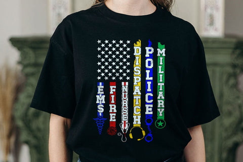 First Responders American Thin Line Police Fire Military EMS T-Shirt SVG DesignDestine 