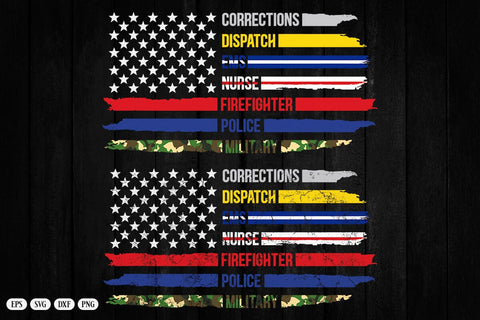 First Responders American Thin Line Police Fire Military EMS T-Shirt SVG DesignDestine 