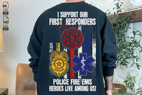 First Responders Hero Flag Nurse EMS Police FireFighter Military Vector T shirt Design SVG DesignDestine 