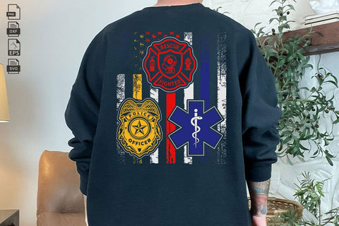 First Responders Hero Flag Nurse EMS Police FireFighter Military Vector T shirt Design SVG DesignDestine 