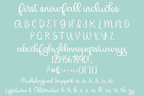 First Snowfall, a cute handwritten font, cursive script Font Designing Digitals 