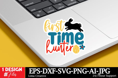 First Time Hunter Sticker ,Easter SVG ,Easter Bunny Sticker PNG,Easter Sublimation,Rabbit Silhoutee,EAster SVG Cut File,Easter Sticker Bundle SVG Insomnia Std 
