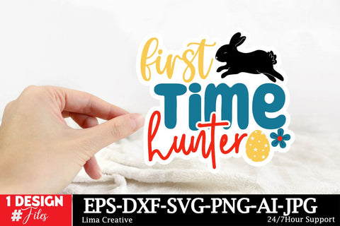 First Time Hunter Sticker ,Easter SVG ,Easter Bunny Sticker PNG,Easter Sublimation,Rabbit Silhoutee,EAster SVG Cut File,Easter Sticker Bundle SVG Insomnia Std 