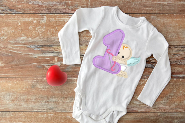 First Valentine 1 with Cupid Applique Embroidery Embroidery/Applique DESIGNS Designed by Geeks 