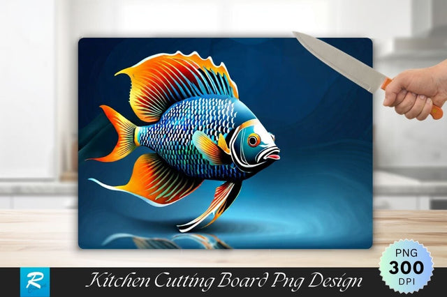 Fish Background Cutting Board Sublimation Regulrcrative 