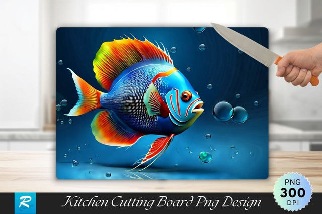 Fish Background Cutting Board Sublimation Regulrcrative 