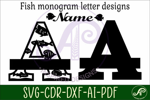 Fish Capital Monogram Letter A SVG SVG APInspireddesigns 