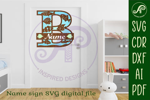 Fish Capital Monogram Letter B SVG SVG APInspireddesigns 