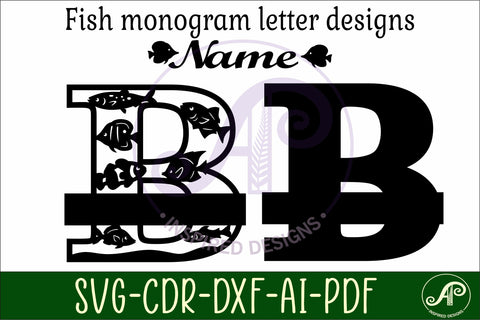 Fish Capital Monogram Letter B SVG SVG APInspireddesigns 