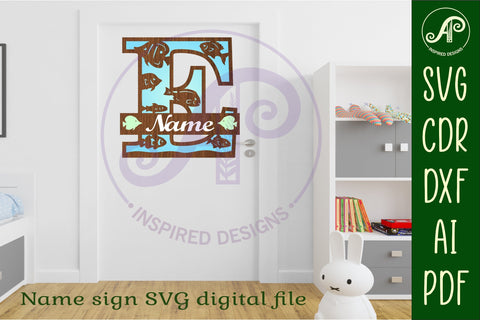 Fish Capital Monogram Letter E SVG SVG APInspireddesigns 