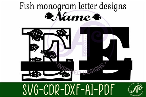 Fish Capital Monogram Letter E SVG SVG APInspireddesigns 