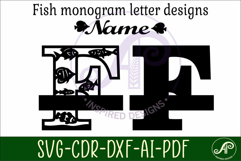 Monobream Fish Fish Capital Monogram Letter F SVG - So Fontsy