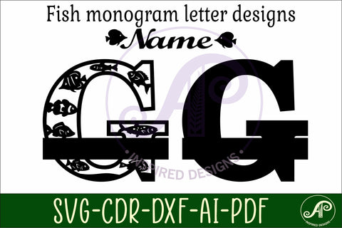 Fish Capital Monogram Letter G SVG SVG APInspireddesigns 