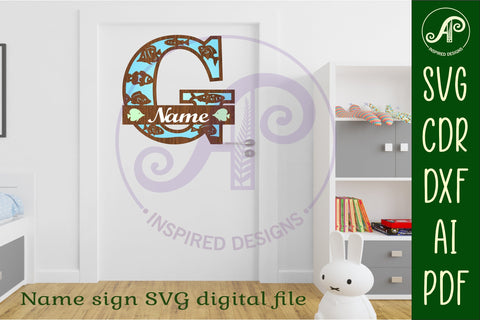 Fish Capital Monogram Letter G SVG SVG APInspireddesigns 