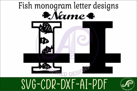 Fish Capital Monogram Letter I SVG SVG APInspireddesigns 