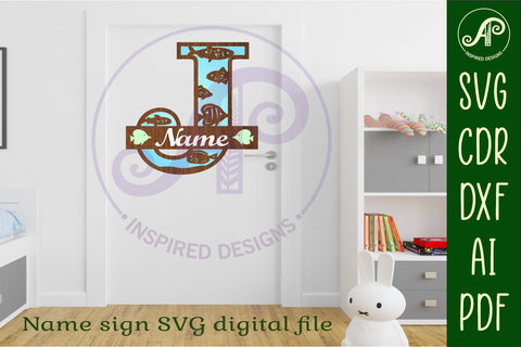 Fish Capital Monogram Letter J SVG SVG APInspireddesigns 