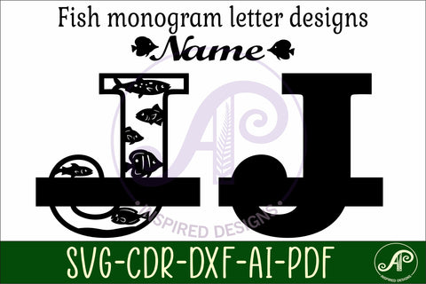 Fish Capital Monogram Letter J SVG SVG APInspireddesigns 