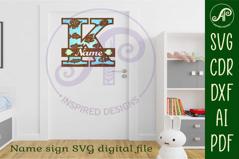 Fish Capital Monogram Letter K SVG SVG APInspireddesigns 