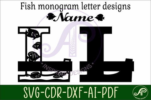 Fish Capital Monogram Letter L SVG SVG APInspireddesigns 