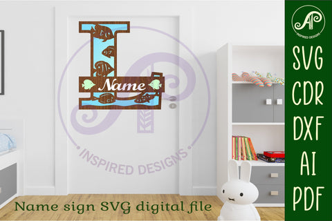 Fish Capital Monogram Letter L SVG SVG APInspireddesigns 