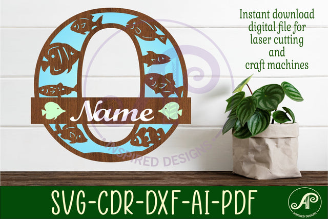 Fish Capital Monogram Letter O SVG SVG APInspireddesigns 