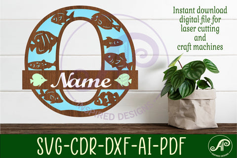 Fish Capital Monogram Letter O SVG SVG APInspireddesigns 