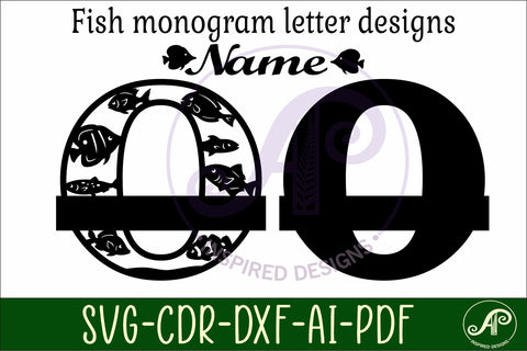 Fish Capital Monogram Letter O SVG SVG APInspireddesigns 