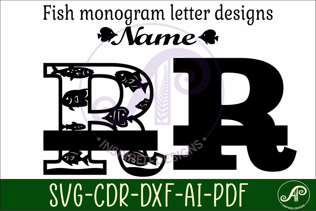 Fish Capital Monogram Letter R SVG - So Fontsy