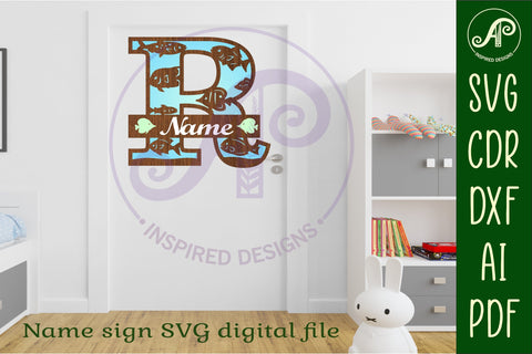 Fish Capital Monogram Letter R SVG SVG APInspireddesigns 