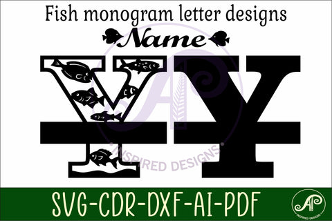 Fish Capital Monogram Letter Y SVG SVG APInspireddesigns 
