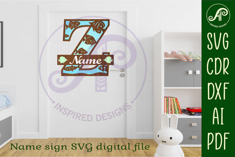 Fish Capital Monogram Letter Z SVG SVG APInspireddesigns 