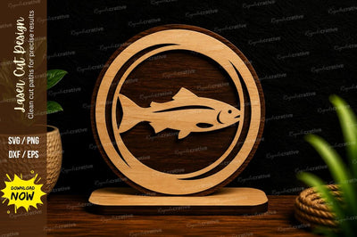 Fish Circle Frame Laser Cut Svg Design SVG Regulrcrative 
