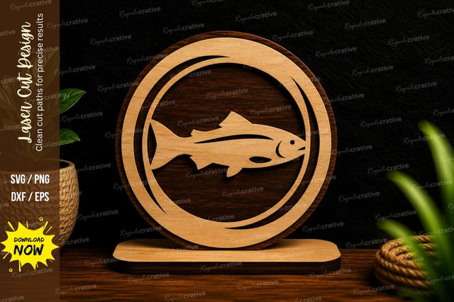 Fish Circle Frame Laser Cut Svg Design SVG Regulrcrative 