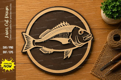 Fish Circle Nature Wall Art Laser Cut SVG File SVG Regulrcrative 