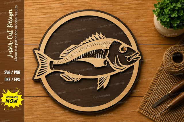 Fish Circle Nature Wall Art Laser Cut SVG File SVG Regulrcrative 