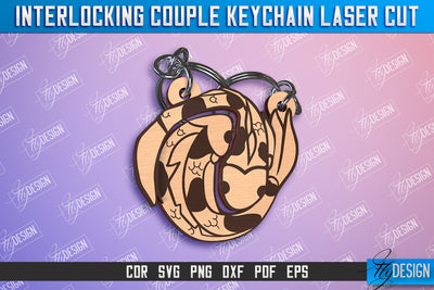 Fish Couple Keychain | Interlocking Couple Keychain Design | CNC Files SVG Fly Design 