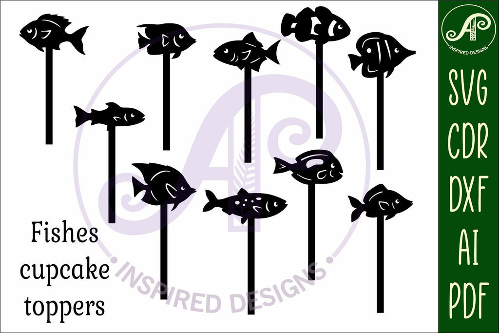 Fish cupcake topper SVG laser - So Fontsy