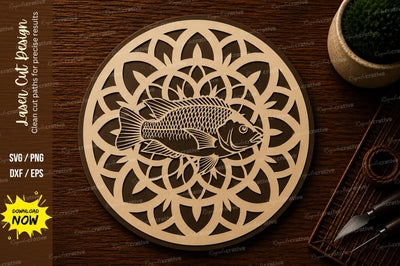 Fish Mandala Wildlife Laser Cut SVG File SVG Regulrcrative 