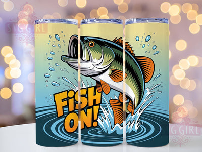 Fish On Quote 20oz Tumbler, Fishing Tumbler, Sublimation Wrap, 20oz Tumbler Design, Outdoor Fishing Gift, PNG Tumbler Wrap, Fisherman Quotes Sublimation SvggirlplusArt 