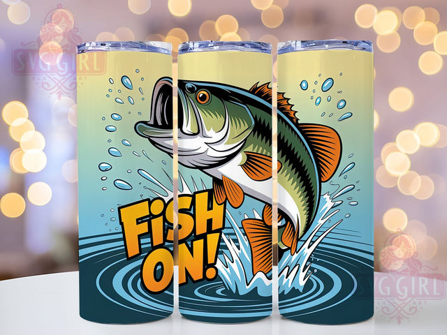 Fish On Quote 20oz Tumbler, Fishing Tumbler, Sublimation Wrap, 20oz Tumbler Design, Outdoor Fishing Gift, PNG Tumbler Wrap, Fisherman Quotes Sublimation SvggirlplusArt 